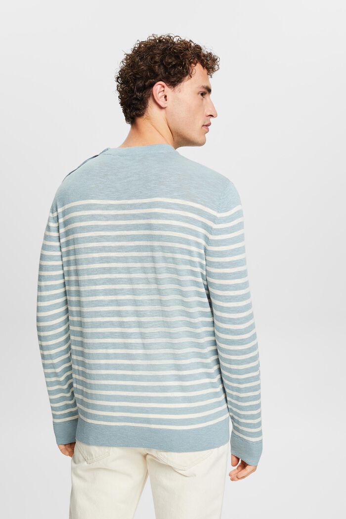 Pruhovaný pulovr ze směsi bavlny a lnu, LIGHT BLUE, detail image number 2