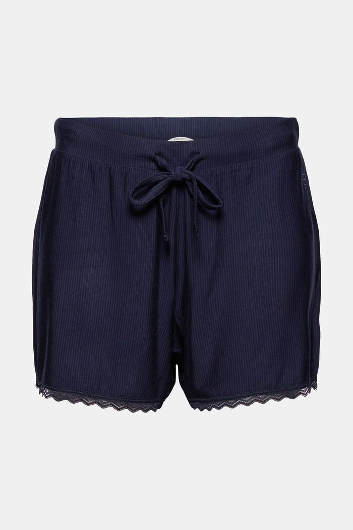 Šortky od pyžama s krajkou a vlákny LENZING™ ECOVERO™, NAVY, detail image number 0