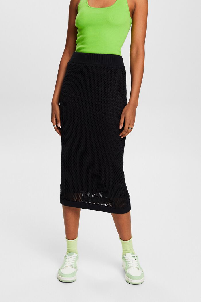 Pouzdrová midi sukně ze síťoviny, BLACK, detail image number 0