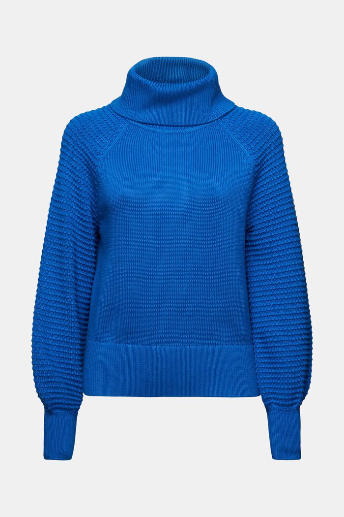 Bavlněný pulovr s nízkým rolákovým límcem, BRIGHT BLUE, detail image number 6