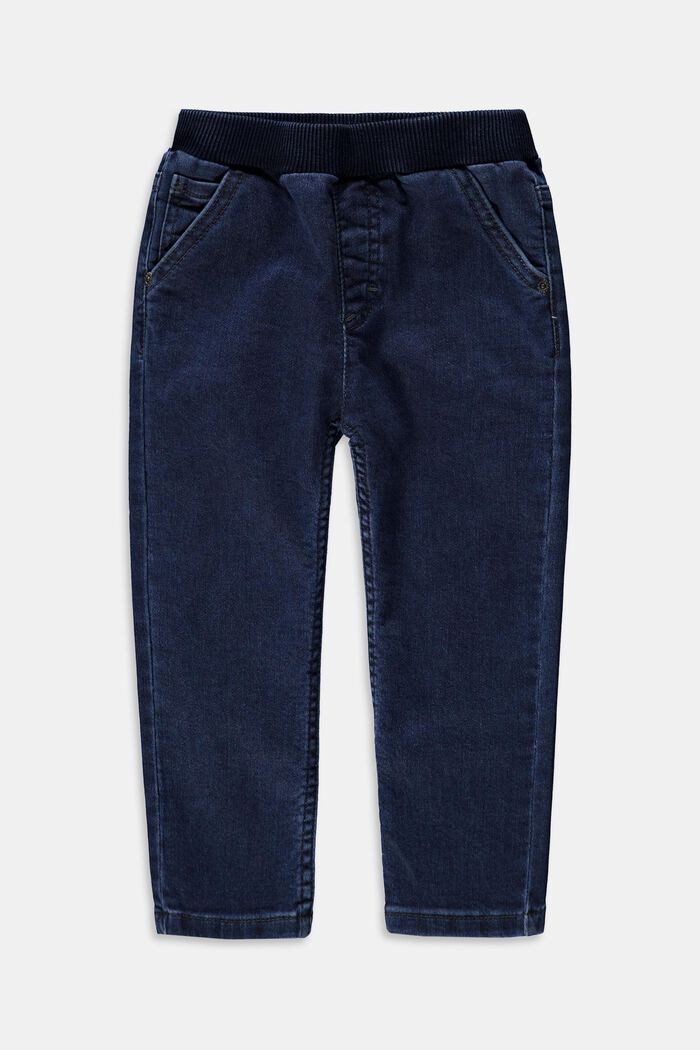 Bavlněné džíny s žebrovým pasem, BLUE DARK WASHED, detail image number 0