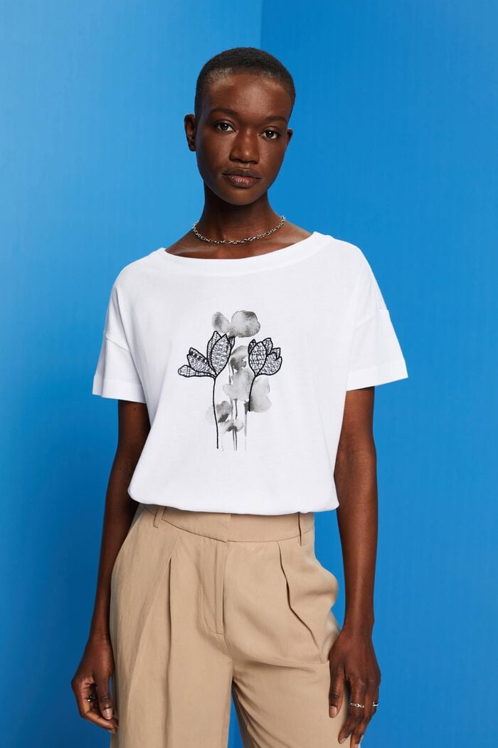Tričko s výšivkou, TENCEL™, WHITE, detail image number 0