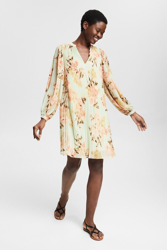 Z recyklovaného materiálu: šifonové šaty s květovaným vzorem, PASTEL GREEN, detail image number 6