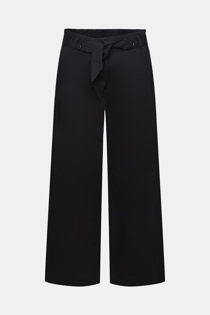 Zkrácená kalhotová sukně z bavlny se lnem, BLACK, detail image number 7