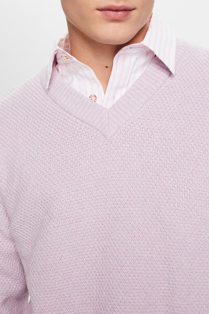 Bavlněný pulovr se špičatým výstřihem, LILAC, detail image number 2