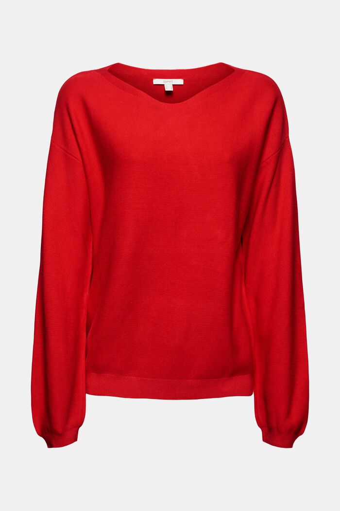 Pletený pulovr ze 100% bio bavlny, RED, detail image number 0