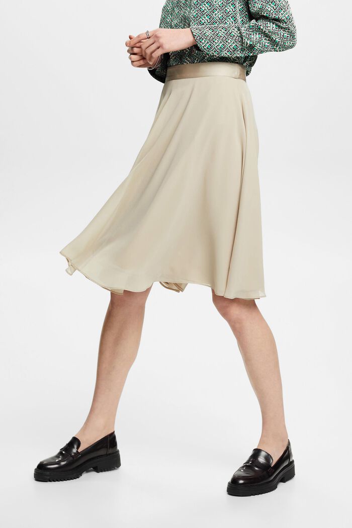 Šifonová sukně s délkou po kolena, DUSTY GREEN, detail image number 0