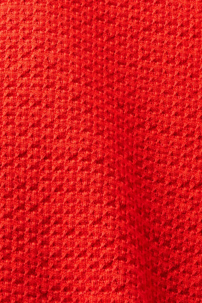 Strukturovaný pulovr s kulatým výstřihem, RED, detail image number 5