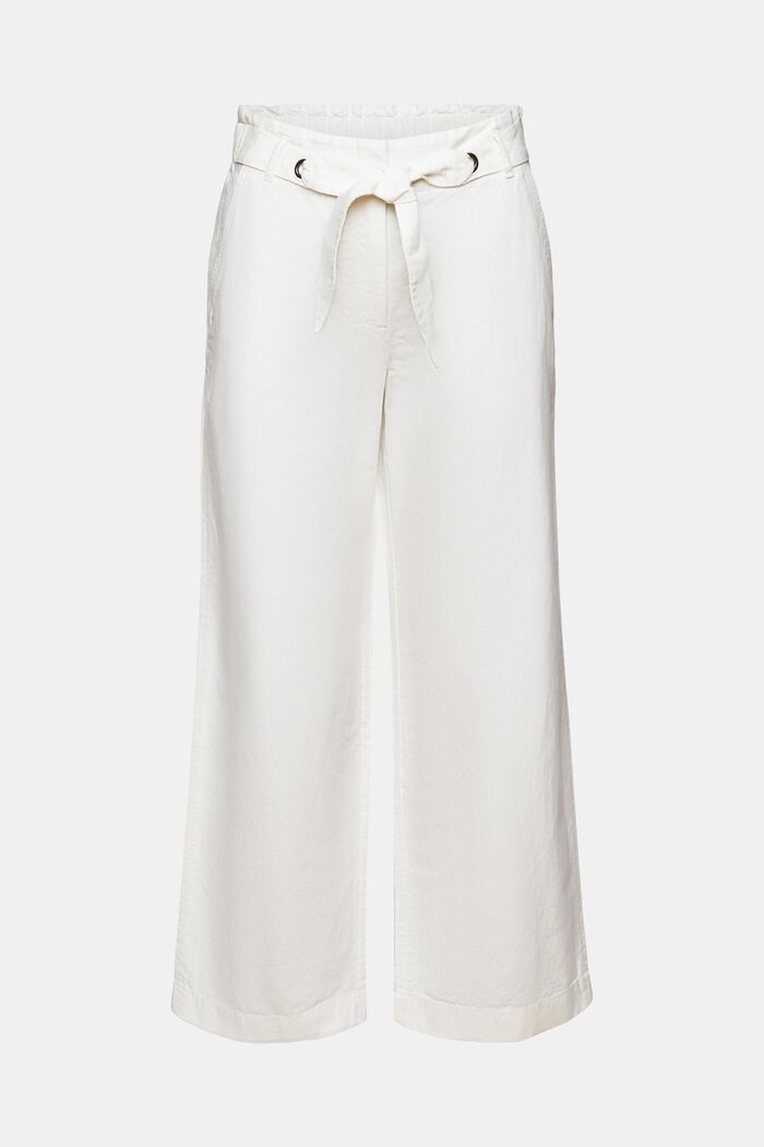 Zkrácená kalhotová sukně z bavlny se lnem, OFF WHITE, detail image number 7
