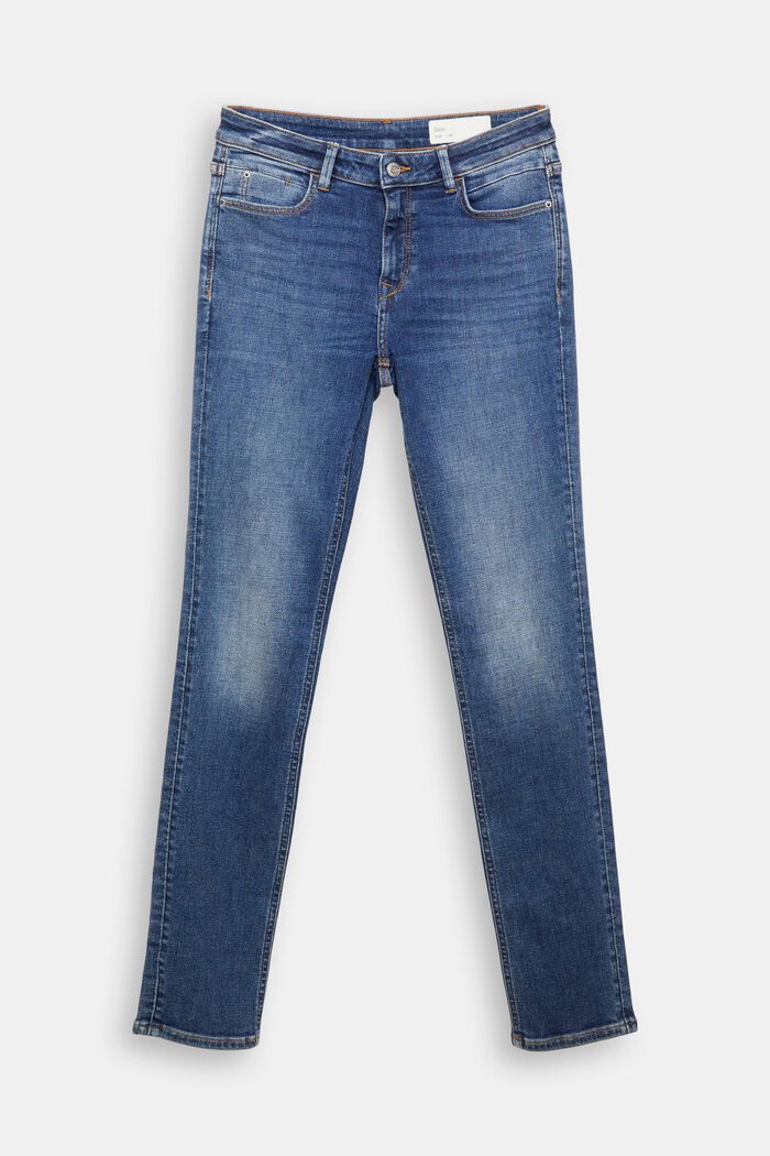 Strečové džíny z bio bavlny, BLUE MEDIUM WASHED, detail image number 8