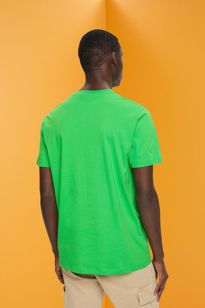 Bavlněné tričko, Slim Fit, malý potisk na hrudi, GREEN, detail image number 3