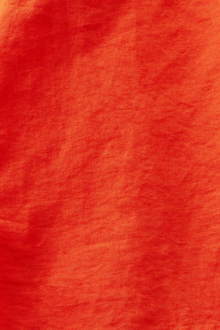 Košilová halenka ze směsi bavlny a lnu, BRIGHT ORANGE, detail image number 5