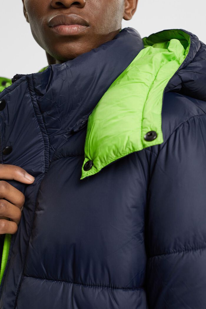 Prošívaný kabát s neonově barevnými detaily, NAVY, detail image number 2