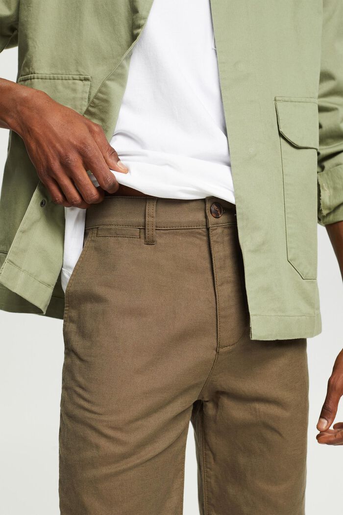 Krátké kalhoty ze směsi se lnem, DUSTY GREEN, detail image number 0