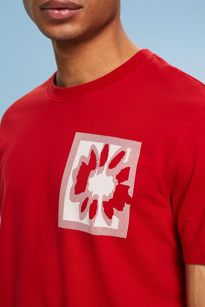 Tričko s logem a květovaným potiskem, DARK RED, detail image number 3