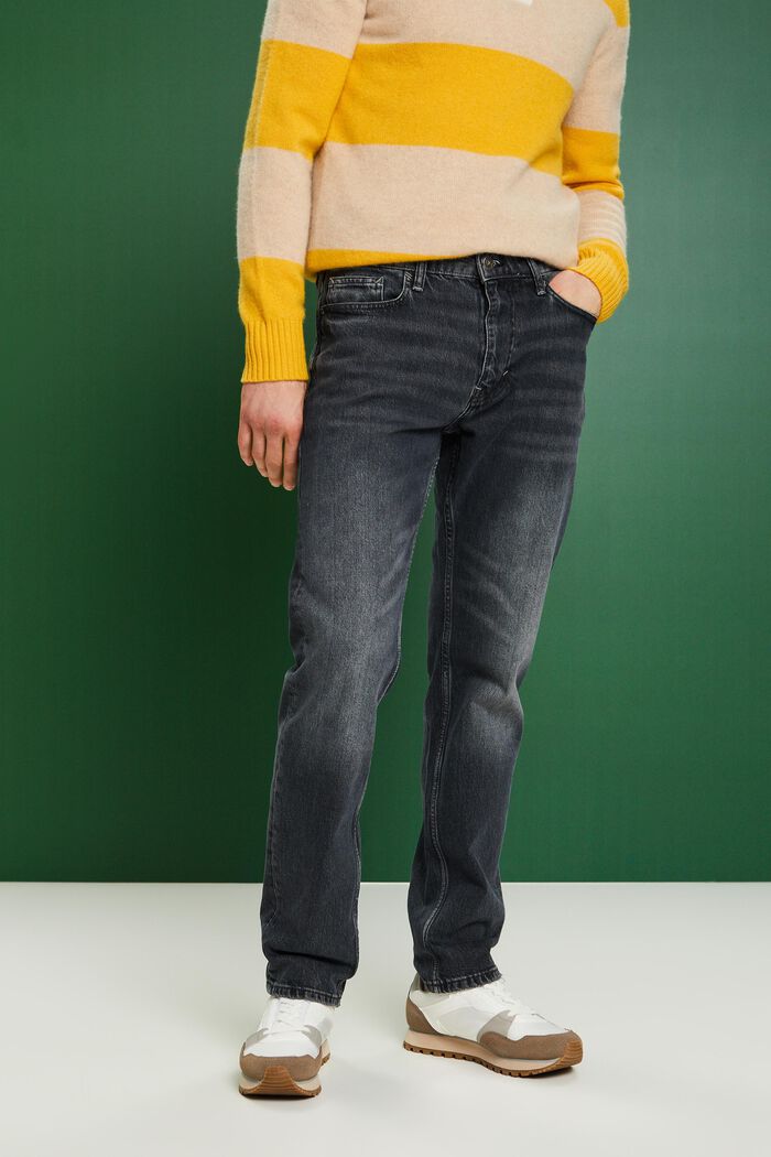 Retro džíny s rovnými nohavicemi a středně vysokým pasem, BLACK MEDIUM WASHED, detail image number 0