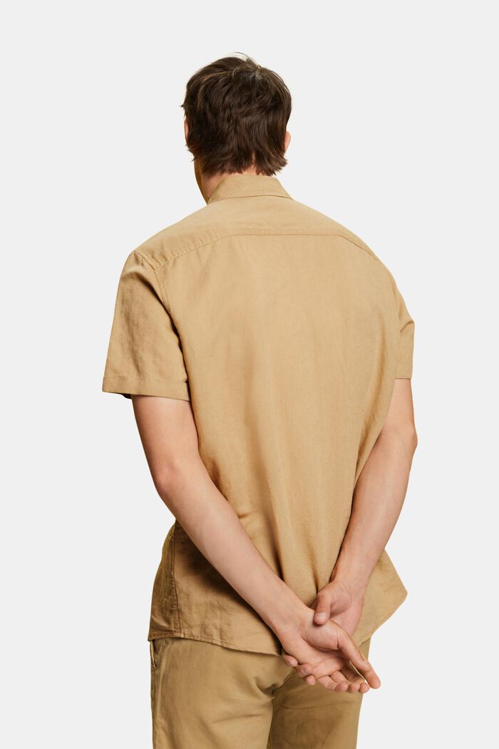 Košile, krátký rukáv, směs s bavlnou a lnem, BEIGE, detail image number 3