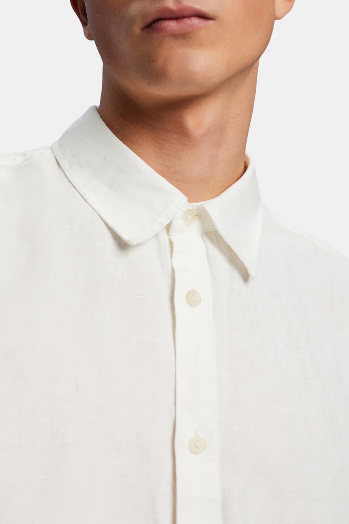 Košile, krátký rukáv, směs s bavlnou a lnem, OFF WHITE, detail image number 2