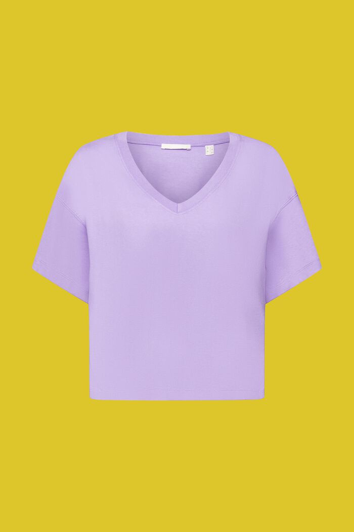 Bavlněné tričko se špičatým výstřihem, PURPLE, detail image number 6