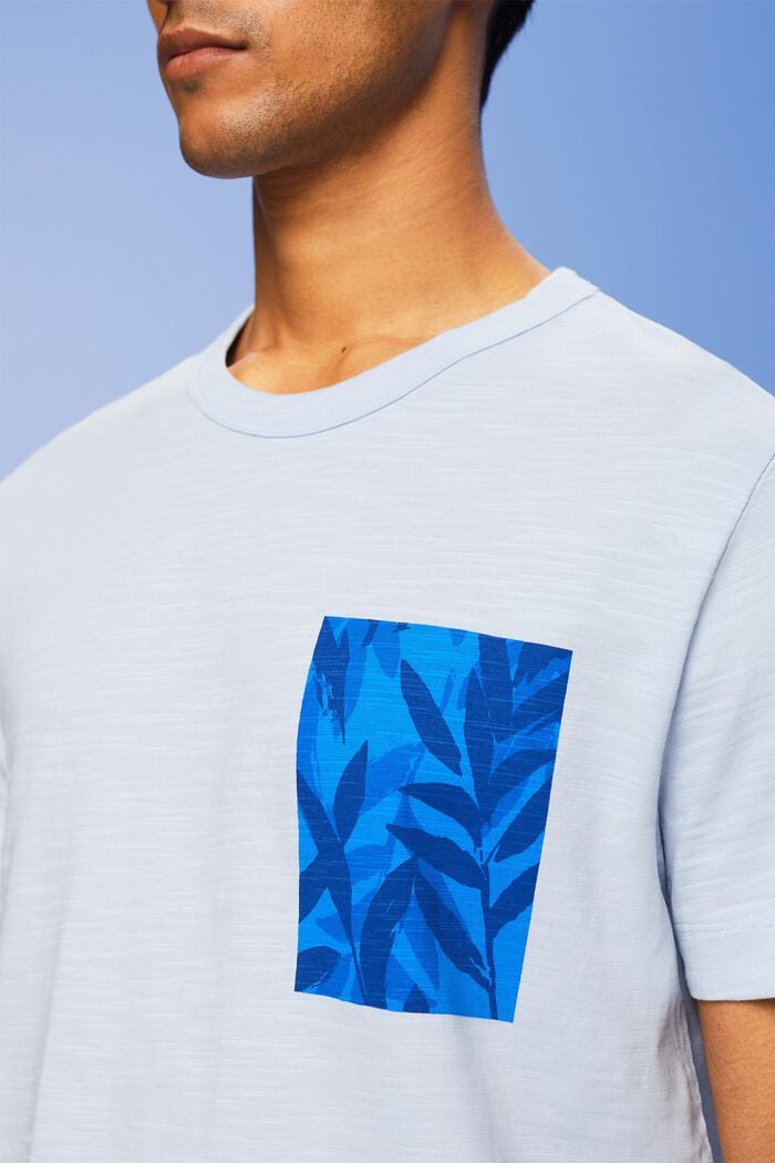 Žerzejové tričko s potiskem na hrudi, 100% bavlna, PASTEL BLUE, detail image number 2