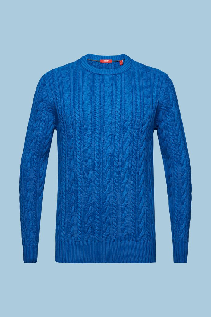 Bavlněný pulovr z copánkové pleteniny, DARK BLUE, detail image number 6