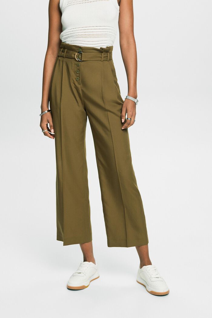 Mix and Match zkrácená kalhotová sukně, vysoký pas, KHAKI GREEN, detail image number 0