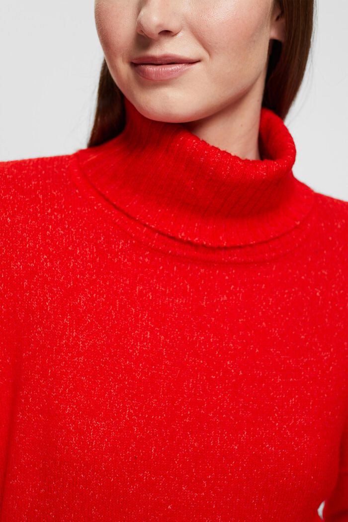 Pletený pulovr s rolákem, RED, detail image number 2