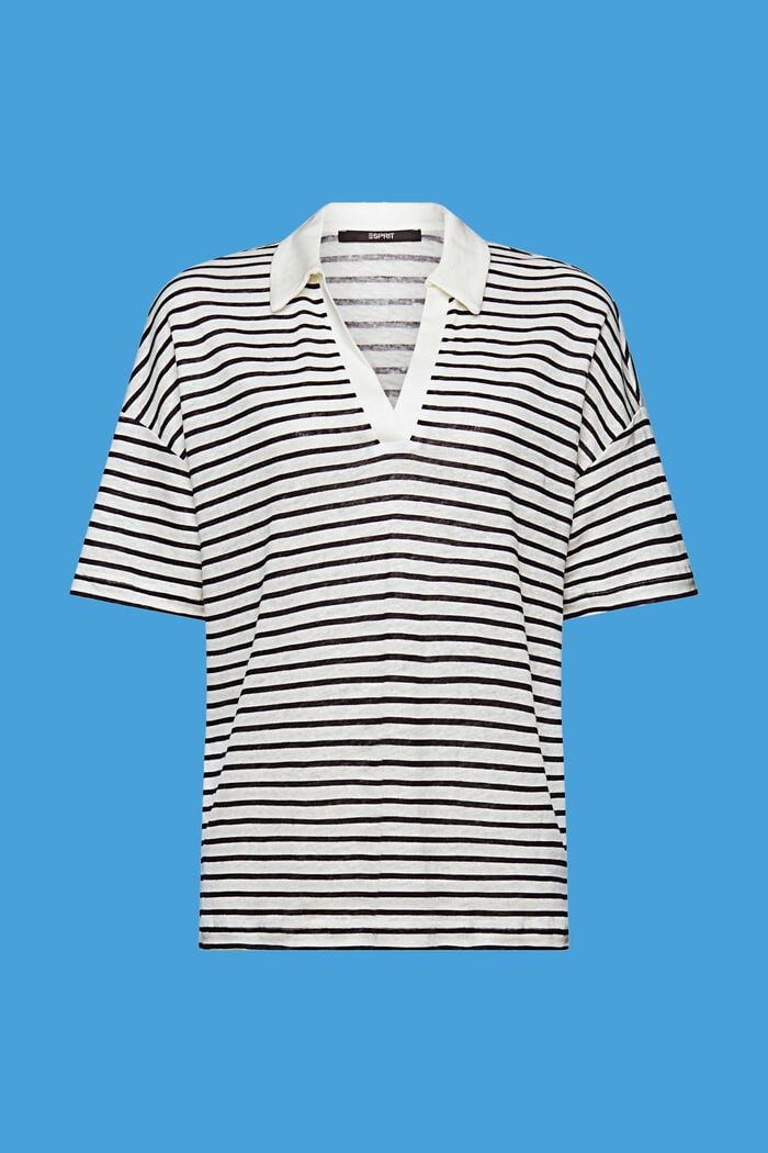 Tričko s polokošilovým límečkem, 100 % len, BLACK, detail image number 6
