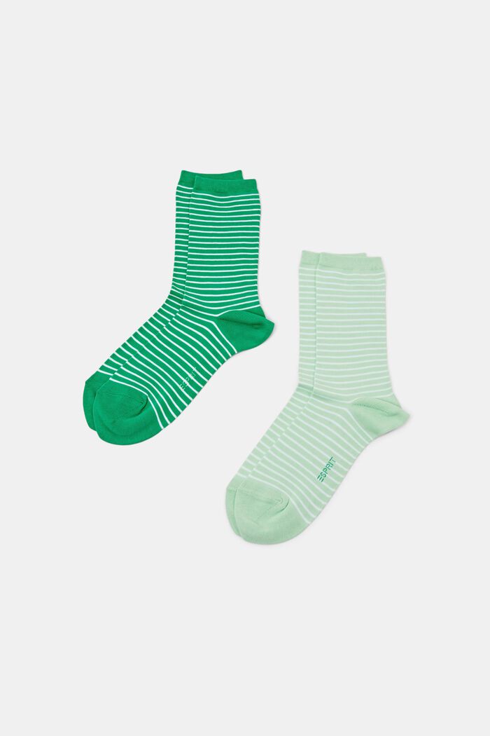 2 páry ponožek z hrubé pruhované pleteniny, GREEN/MINT, detail image number 0