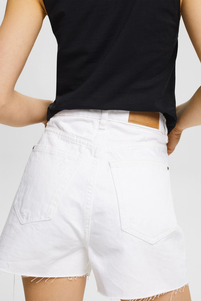 Džínové šortky s efekty poničení, WHITE, detail image number 5