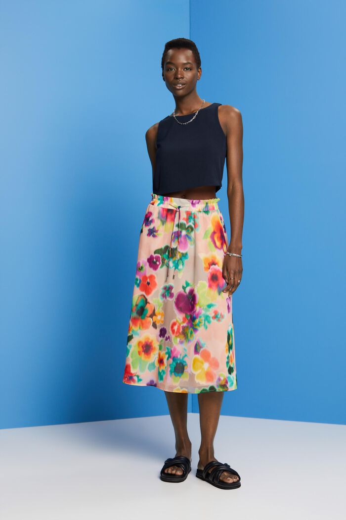 Midi sukně s barevným potiskem, CORAL, detail image number 5