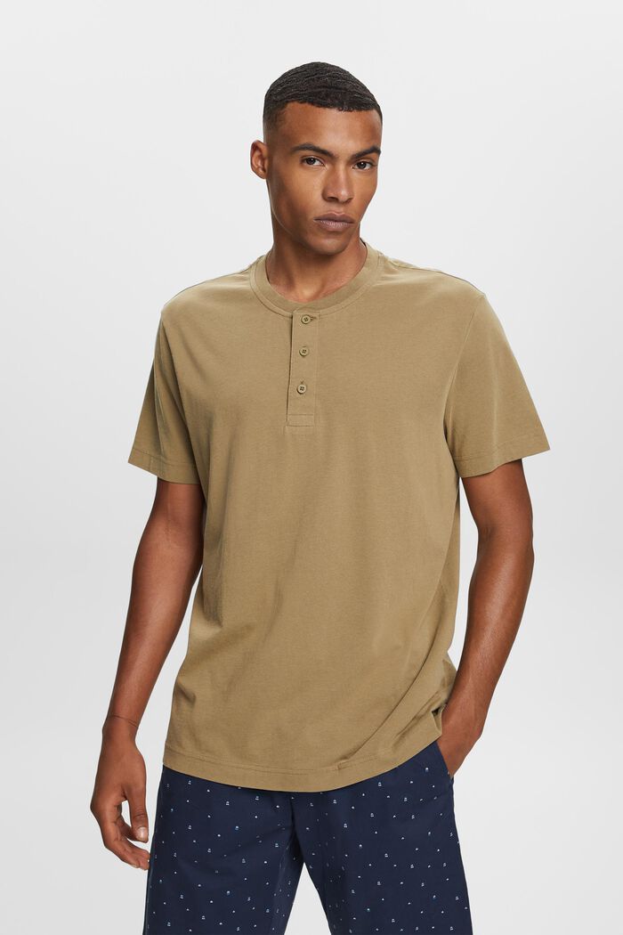 Henley tričko, 100% bavlna, KHAKI GREEN, detail image number 0