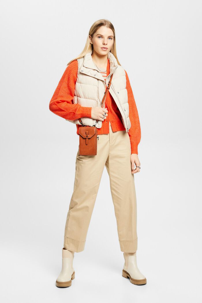 Kalhoty chino, vysoký pas, rovné nohavice, SAND, detail image number 1