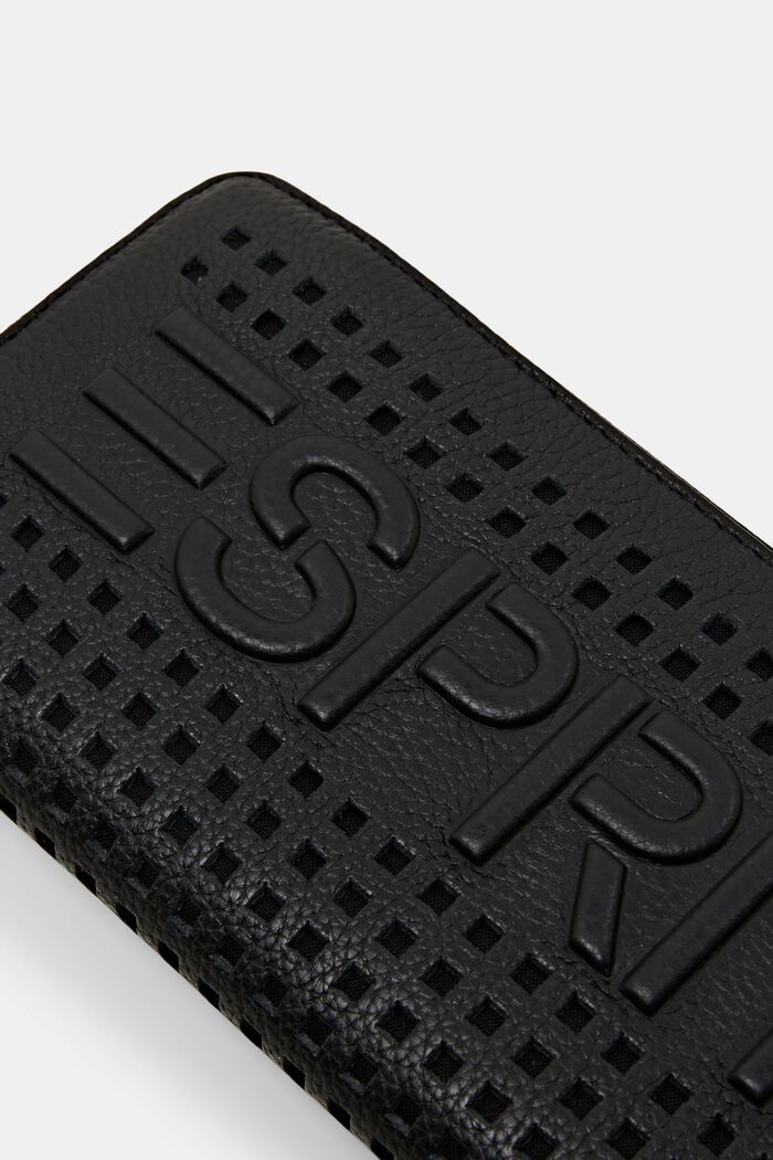 Kožená peněženka s logem na zip kolem dokola, BLACK, detail image number 1