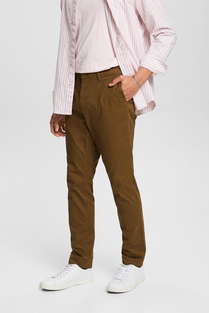 Kalhoty chino s úzkými nohavicemi, KHAKI GREEN, detail image number 0