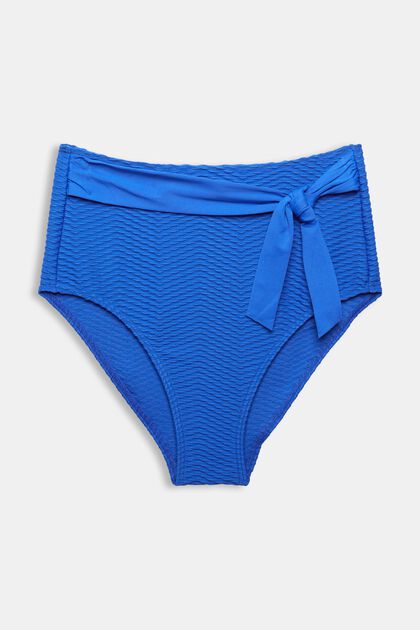 Bikinové kalhotky s vysokým pasem a proužkovanou strukturou , BRIGHT BLUE, overview