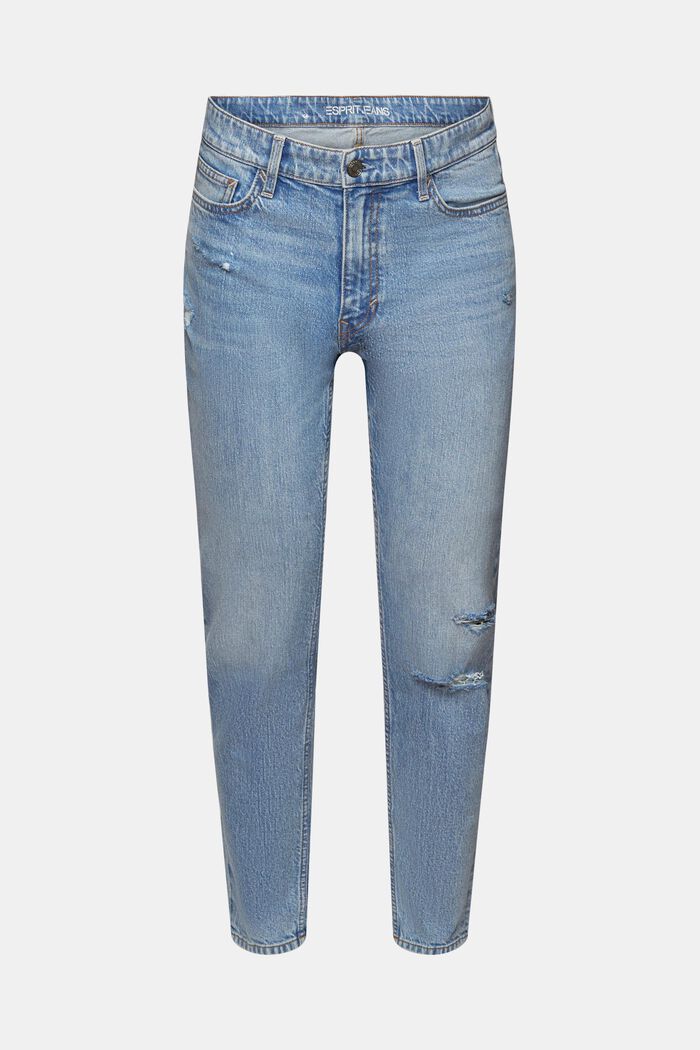 Rovné zužující se džíny se středně vysokým pasem, BLUE LIGHT WASHED, detail image number 6