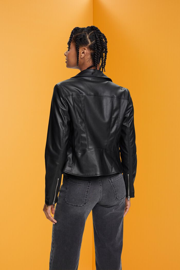 Motorkářská bunda z imitace kůže, Slim Fit, BLACK, detail image number 3