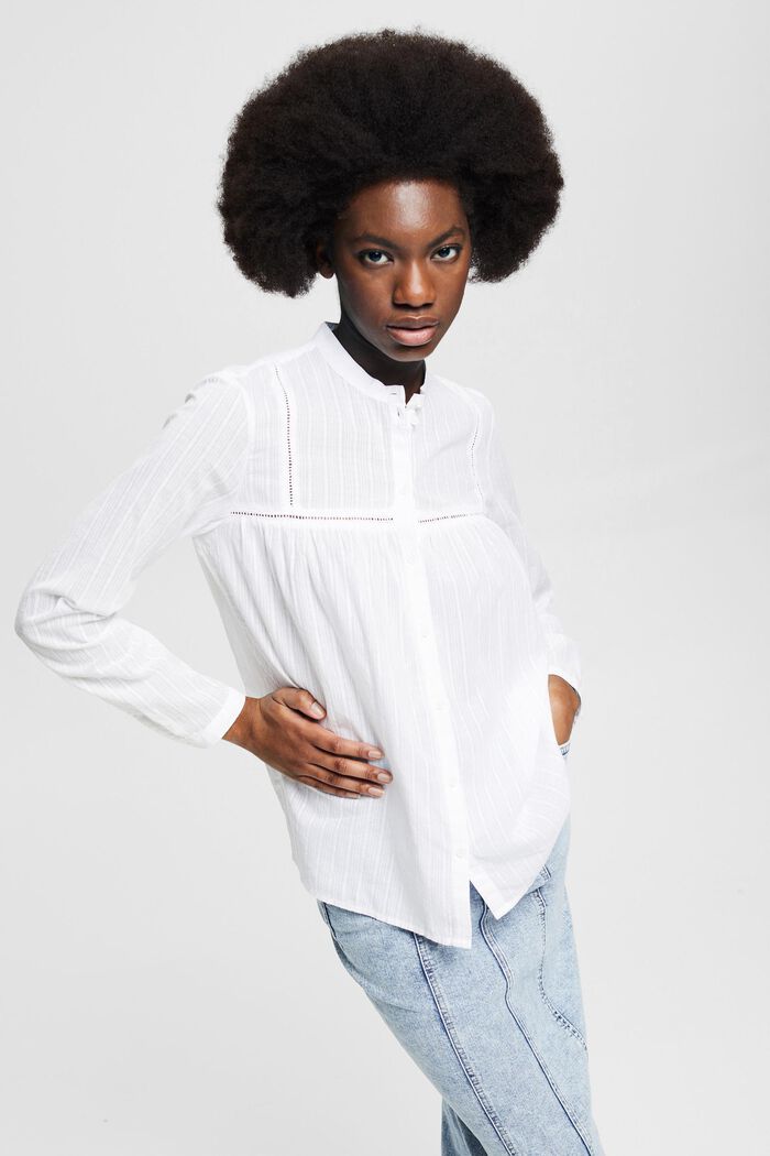 Košilová halenka ze 100% bavlny, WHITE, detail image number 0