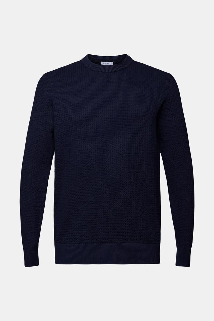 Strukturovaný pulovr s kulatým výstřihem, NAVY BLUE, detail image number 6