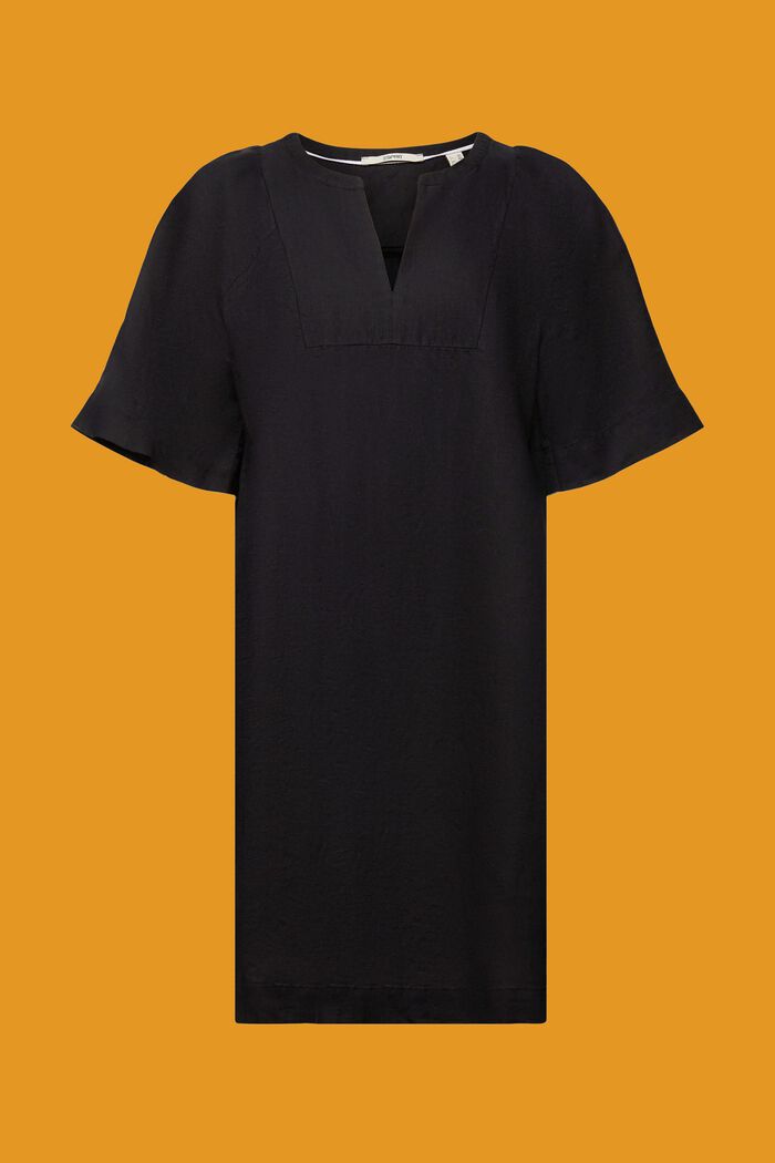 Mini šaty, směs s bavlnou a se lnem, BLACK, detail image number 6