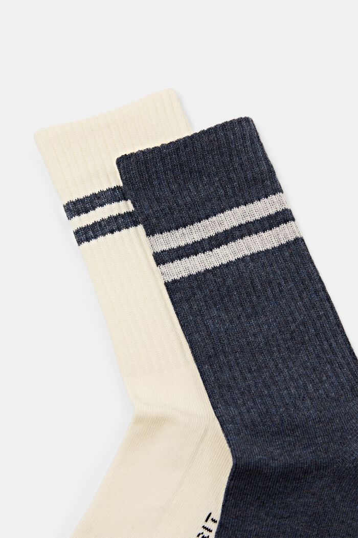 Pruhované tenisové ponožky, 2 páry v balení, NAVY/WHITE, detail image number 2