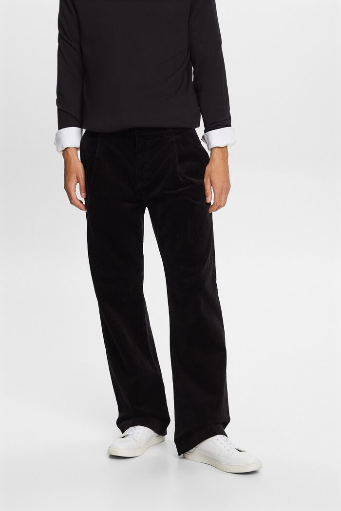 Manšestrové kalhoty se širokými nohavicemi, BLACK, detail image number 0