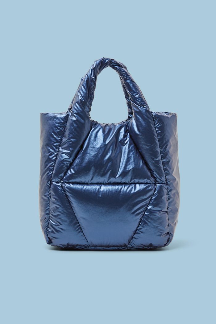 Péřová kabelka tote s metalickým efektem, DARK BLUE, detail image number 0