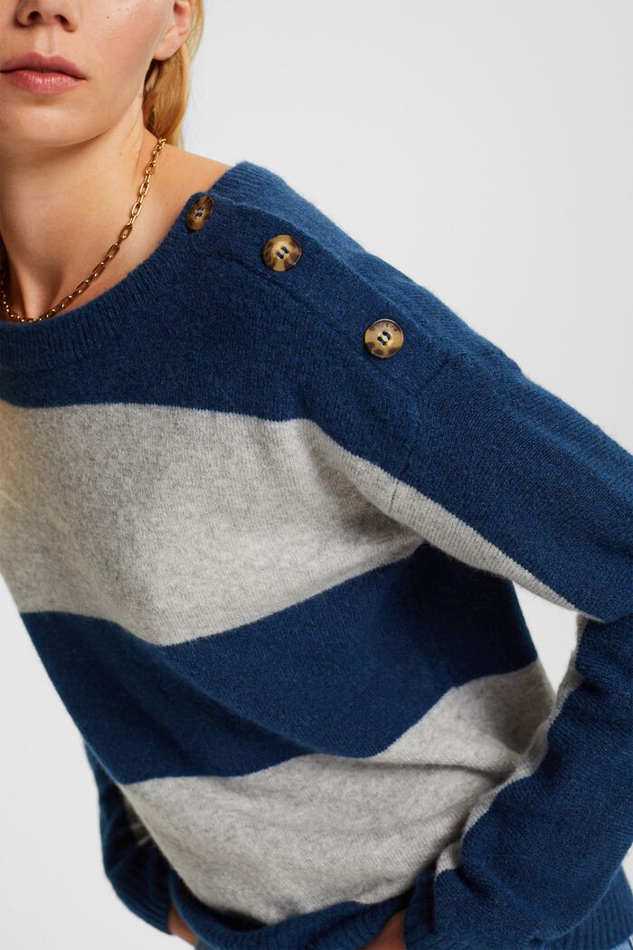 S vlnou: pruhovaný pulovr, PETROL BLUE, detail image number 0