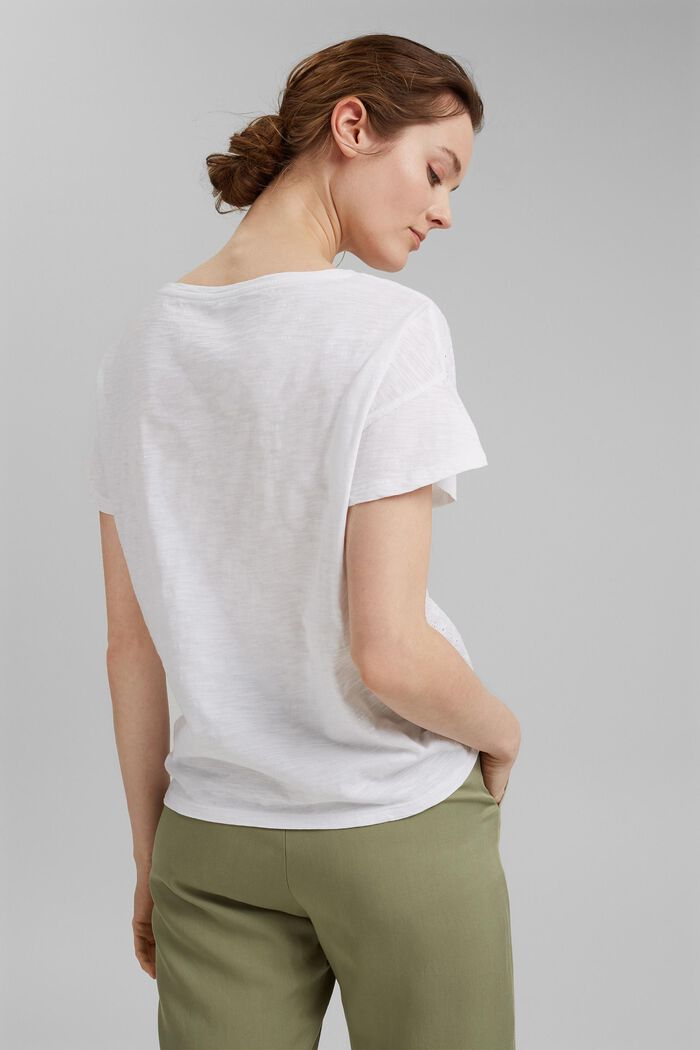 Tričko s dírkovanou výšivkou, bio bavlna, WHITE, detail image number 3