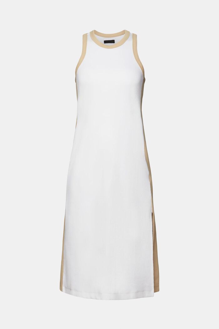 Žebrové žerzejové midi šaty, strečová bavlna, WHITE, detail image number 6