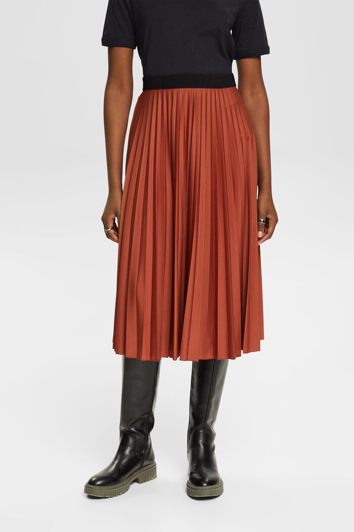 Plisovaná midi sukně, RUST BROWN, detail image number 0