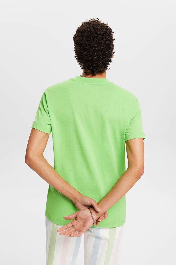 Bavlněné tričko s výstřihem ke krku a s logem, CITRUS GREEN, detail image number 2