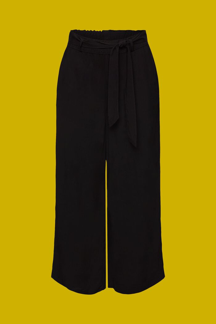Kalhotová sukně k jednoduchému natažení, se zavazovacím páskem, LENZING™ ECOVERO™, BLACK, detail image number 7